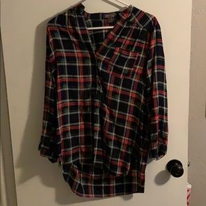 Flannel print top